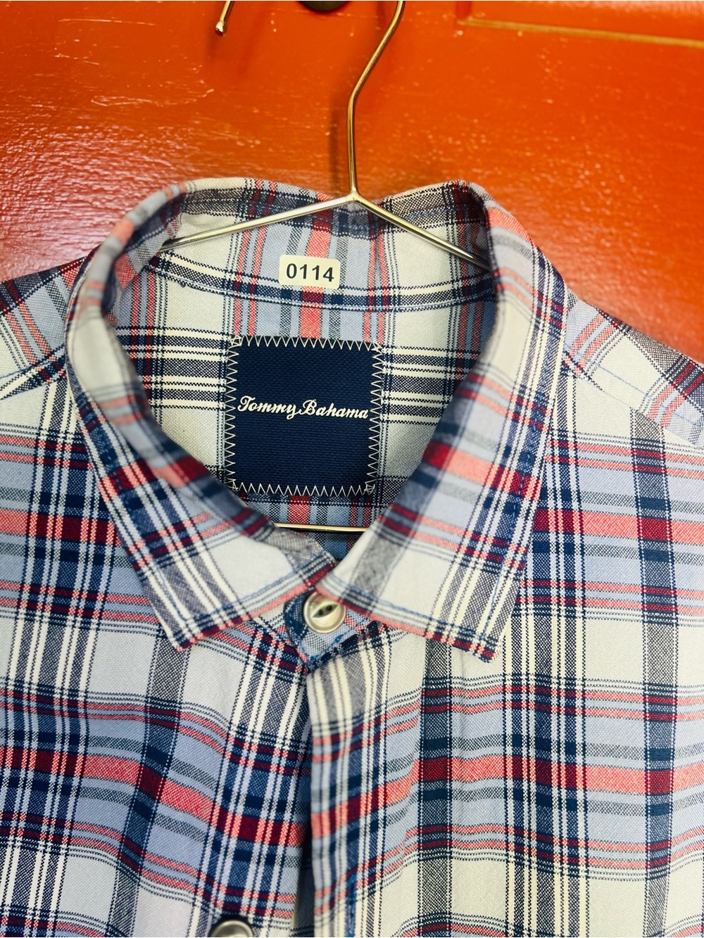 Tommy Bahama Blue, Red & White Plaid Button-Down Shirt